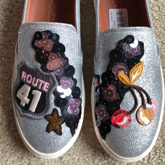 ⚡️Coach Cherry Patch slip glitter sneakers 8.5 - Picture 6 of 8